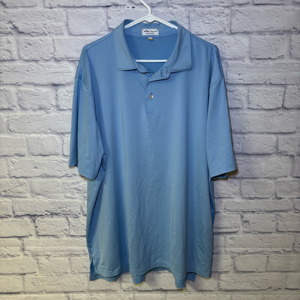 Peter Millar Shirt Men XXL Blue Summer Comfort Stretch Performance Golf